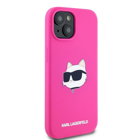 Husa pentru iPhone 15 Plus - Karl Lagerfeld Silicone MagSafe  - Fuschia Choupette Head [5]