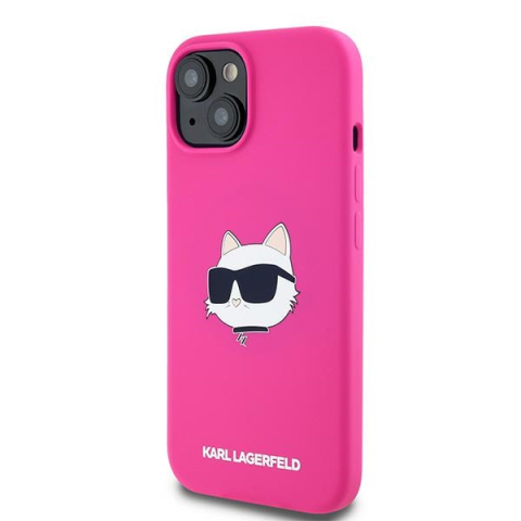 Husa pentru iPhone 15 Plus - Karl Lagerfeld Silicone MagSafe  - Fuschia Choupette Head [4]