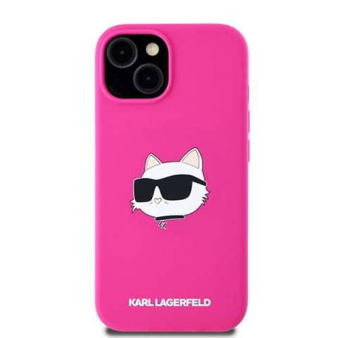 Husa pentru iPhone 15 Plus - Karl Lagerfeld Silicone MagSafe  - Fuschia Choupette Head [2]
