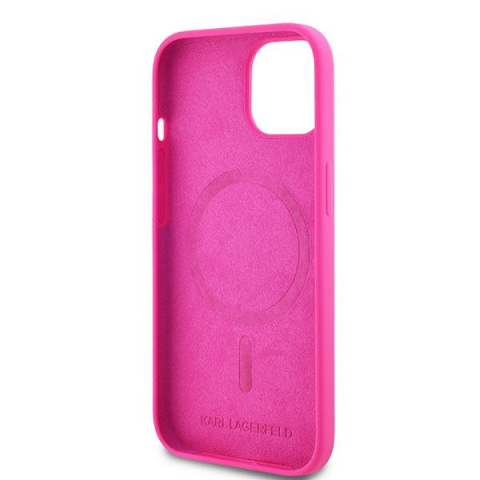 Husa pentru iPhone 15 Plus - Karl Lagerfeld Silicone MagSafe  - Fuschia Choupette Head [1]
