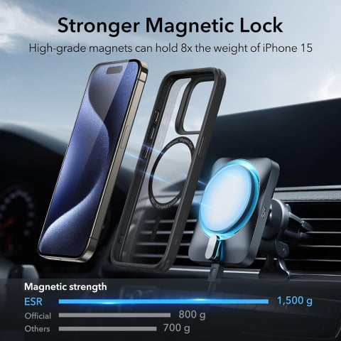 Husa pentru iPhone 15 Pro - ESR Classic Hybrid HaloLock - Clear Black [2]