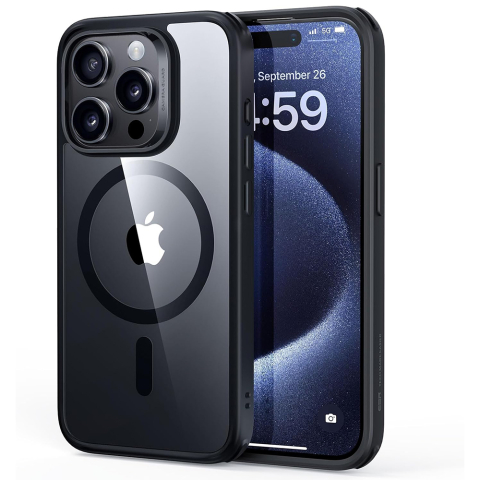 Huse & Folii Telefoane - Husa pentru iPhone 15 Pro - ESR Classic Hybrid HaloLock - Clear Black