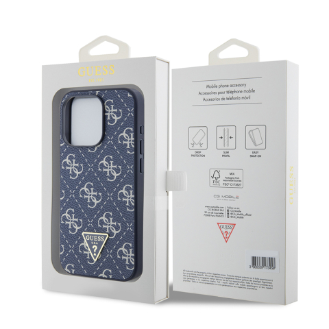 Husa pentru iPhone 15 Pro - Guess Hardcase 4G Triangle Metal Logo  - Blue [6]