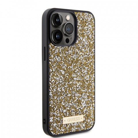 Husa pentru iPhone 15 Pro - Guess Rhinestone Metal Logo - Gold [2]