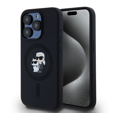 Huse telefoane - Husa pentru iPhone 15 Pro - Karl Lagerfeld Silicone MagSafe  - Karl&Choupette