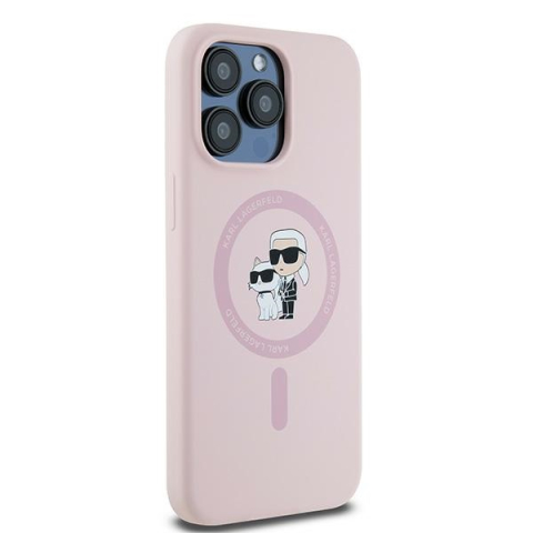Husa pentru iPhone 15 Pro - Karl Lagerfeld Silicone MagSafe  - Pink Karl&Choupette [4]