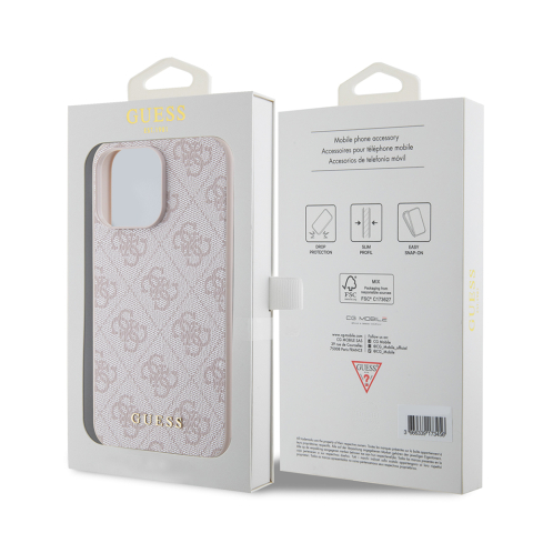 Husa pentru iPhone 15 Pro Max - Guess Hardcase 4G Metal Gold Logo  - Pink [6]