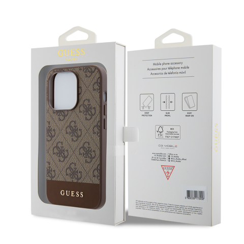 Husa pentru iPhone 15 Pro Max - Guess Hardcase 4G Stripe Collection  - Brown [6]