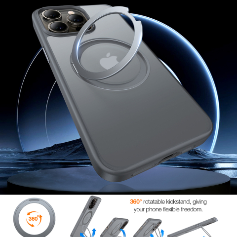 Husa pentru iPhone 15 Pro Max - Torras Ostand Pro Series - Titanium Grey [1]