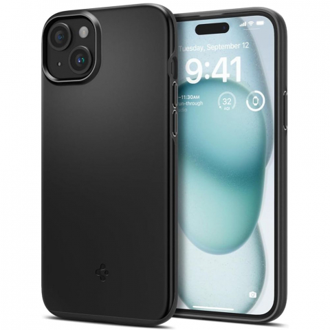 Huse & Folii Telefoane - Husa pentru iPhone 15 - Spigen Thin Fit - Black