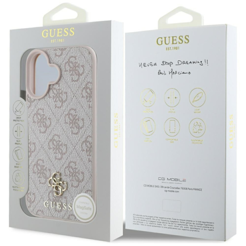 Husa pentru iPhone 16 - Guess 4G Small and Classic Logo MagSafe  - Pink [6]