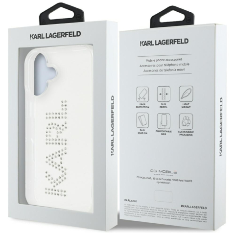 Husa pentru iPhone 16 - Karl Lagerfeld IML Rhinestones (KLHCP16SHKLSTDCT) - Transparent Logo [4]