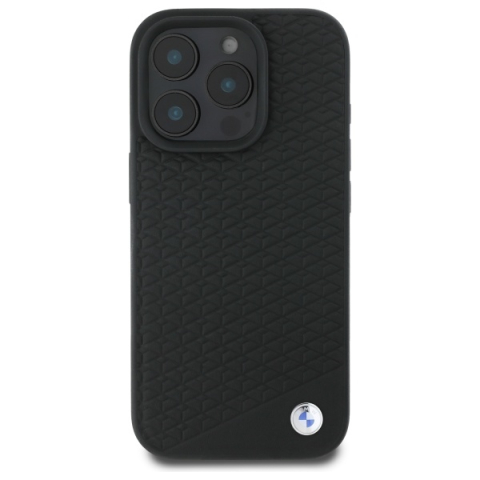 Husa pentru iPhone 16 Pro - BMW Signature Leather Diamond Metal Logo MagSafe  - Black [2]