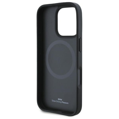 Husa pentru iPhone 16 Pro - BMW Signature Leather Diamond Metal Logo MagSafe  - Black [3]