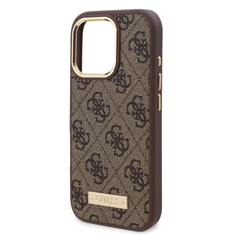 Husa pentru iPhone 16 Pro - Guess Hardcase 4G Logo Plate MagSafe  - Brown [4]