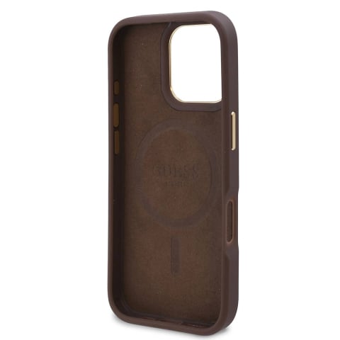 Husa pentru iPhone 16 Pro - Guess Hardcase 4G Logo Plate MagSafe  - Brown [5]