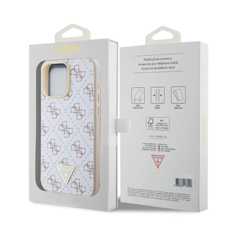 Husa pentru iPhone 16 Pro - Guess Hardcase 4G Triangle Metal Logo  - White [6]
