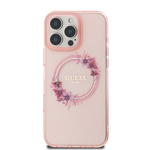 Husa pentru iPhone 16 Pro - Guess IML Flowers Wreath MagSafe  - Pink [2]