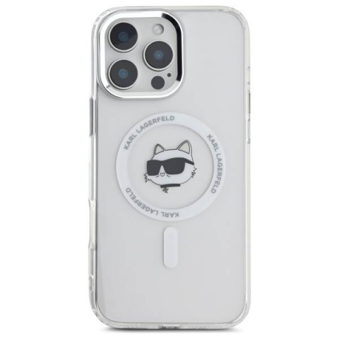 Husa pentru iPhone 16 Pro - Karl Lagerfeld IML MagSafe  - White Metal Choupette`s Head [4]