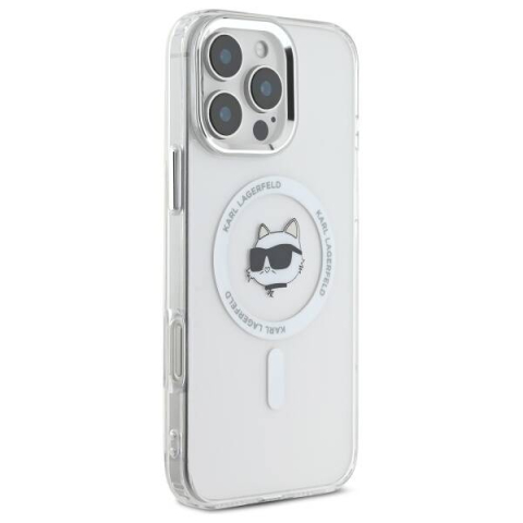 Husa pentru iPhone 16 Pro - Karl Lagerfeld IML MagSafe  - White Metal Choupette`s Head [3]
