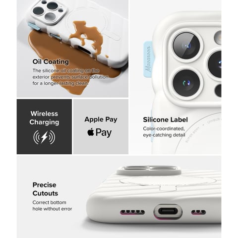 Husa pentru iPhone 16 Pro - Macaron Silicone MagSafe - White [3]