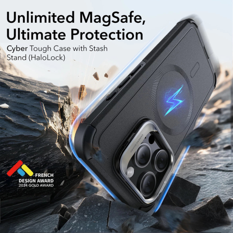 Husa pentru iPhone 16 Pro Max - ESR Cyber Armor Kickstand - Black [1]