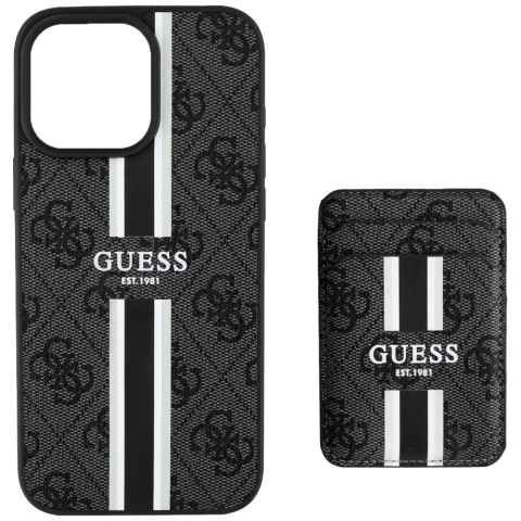 Husa pentru iPhone 16 Pro Max - Guess Cardslot 4G Stripes MagSafe (GUBPHCP16XP4RPSK) - Black [2]
