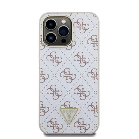 Husa pentru iPhone 16 Pro Max - Guess Hardcase 4G Triangle Metal Logo  - White [1]