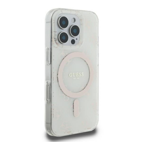 Huse & Folii Telefoane - Husa pentru iPhone 16 Pro Max - Guess IML 4G Background MagSafe - White