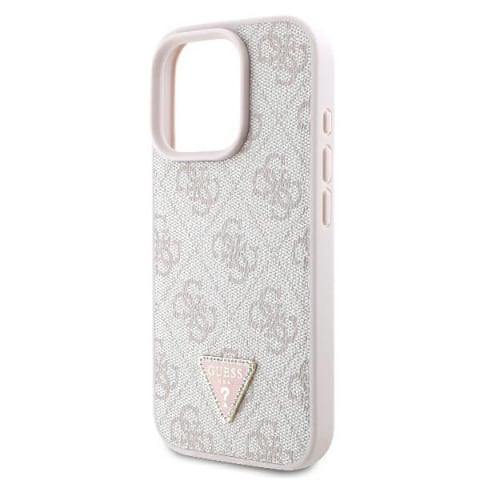 Husa pentru iPhone 16 Pro Max - Guess Leather 4G Triangle Strass  - Pink [5]