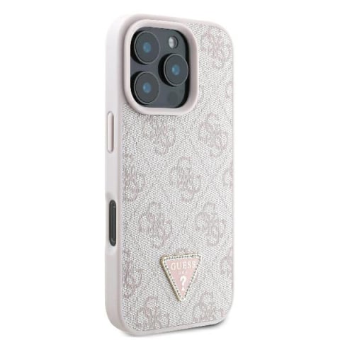 Husa pentru iPhone 16 Pro Max - Guess Leather 4G Triangle Strass  - Pink [4]