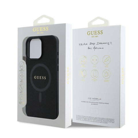 Husa pentru iPhone 16 Pro Max - Guess Saffiano Classic Logo MagSafe  - Black [6]