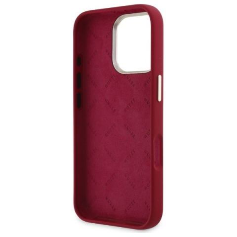 Husa pentru iPhone 16 Pro Max - Guess Silicone Script Metal Logo - Red [5]