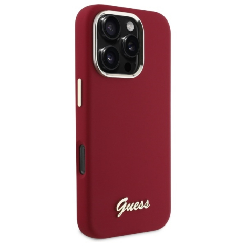 Husa pentru iPhone 16 Pro Max - Guess Silicone Script Metal Logo - Red [3]