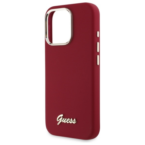 Husa pentru iPhone 16 Pro Max - Guess Silicone Script Metal Logo - Red [4]