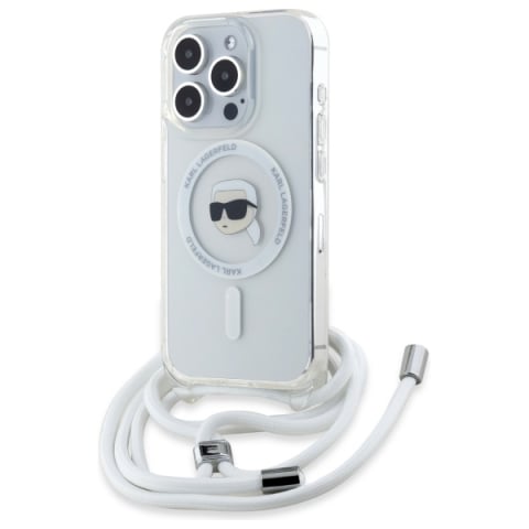 Huse telefoane - Husa pentru iPhone 16 Pro Max - Karl Lagerfeld IML Crossbody MagSafe  - Transparent Karl Head