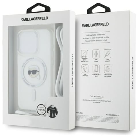Husa pentru iPhone 16 Pro Max - Karl Lagerfeld IML Crossbody MagSafe  - Transparent Karl Head [6]