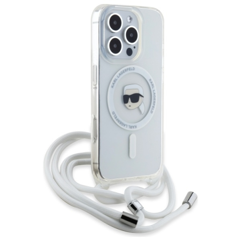 Husa pentru iPhone 16 Pro Max - Karl Lagerfeld IML Crossbody MagSafe  - Transparent Karl Head [5]