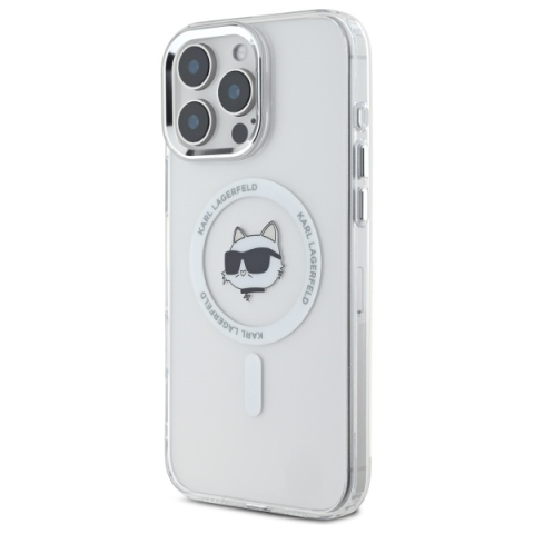 Husa pentru iPhone 16 Pro Max - Karl Lagerfeld IML MagSafe  - White Metal Choupette`s Head [4]