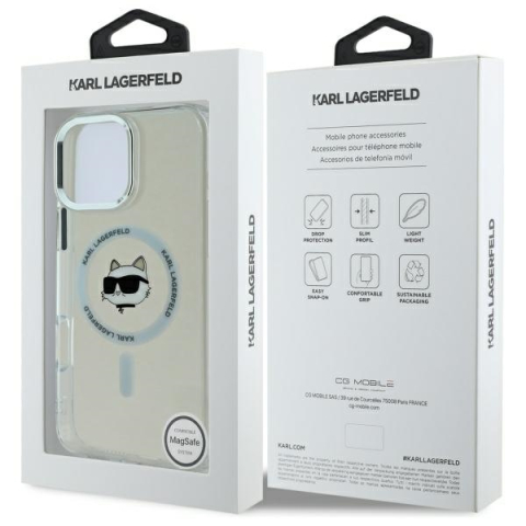Husa pentru iPhone 16 Pro Max - Karl Lagerfeld IML MagSafe  - White Metal Choupette`s Head [6]