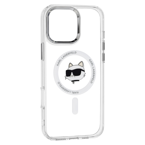 Husa pentru iPhone 16 Pro Max - Karl Lagerfeld IML MagSafe  - White Metal Choupette`s Head [1]