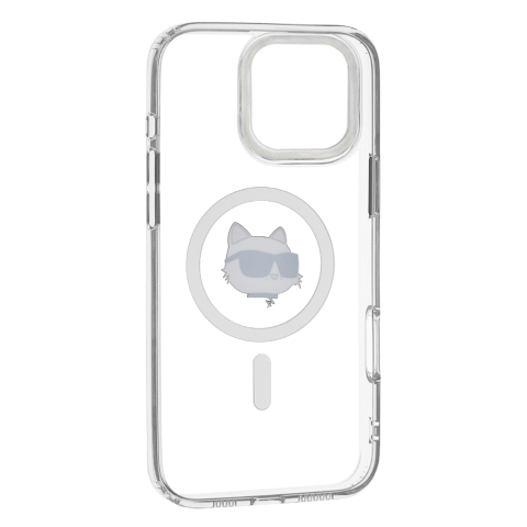 Husa pentru iPhone 16 Pro Max - Karl Lagerfeld IML MagSafe  - White Metal Choupette`s Head [2]
