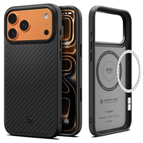 Huse & Folii Telefoane - Husa pentru iPhone 17 Pro Max - Spigen Enzo Aramid "T" MagSafe - Black