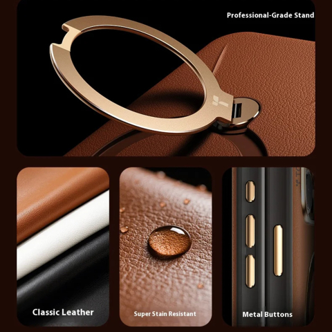 Husa pentru iPhone 17 Pro Max - Torras QPRO Leather Series - Brown [4]