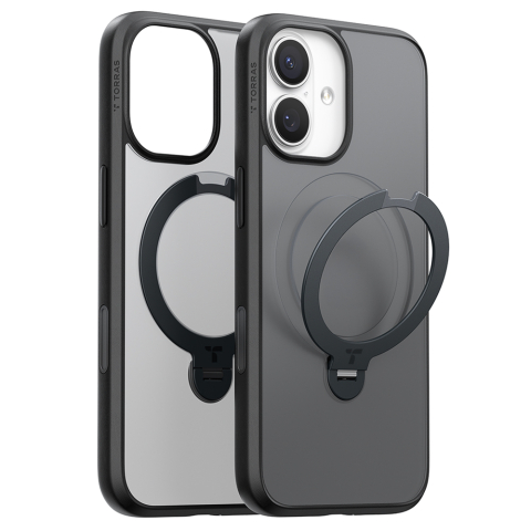 Huse telefoane - Husa pentru iPhone 17 - Torras Ostand Spin MagSafe Series - Black