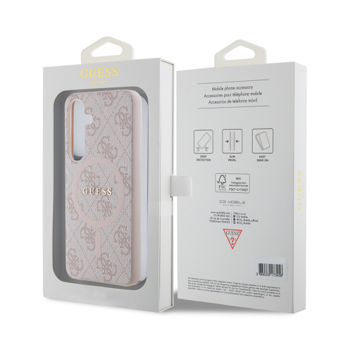 Husa pentru Samsung Galaxy S24 - Guess 4G Collection Leather MagSafe  - Pink [6]