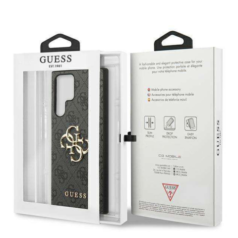 Husa pentru Samsung Galaxy S24 Ultra - Guess Leather 4G Metal Logo  - Black [6]