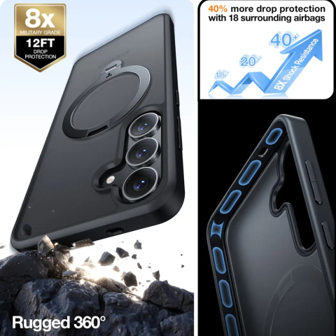 Husa pentru Samsung Galaxy S25 Plus - Torras Ostand Spin Series - Black [6]