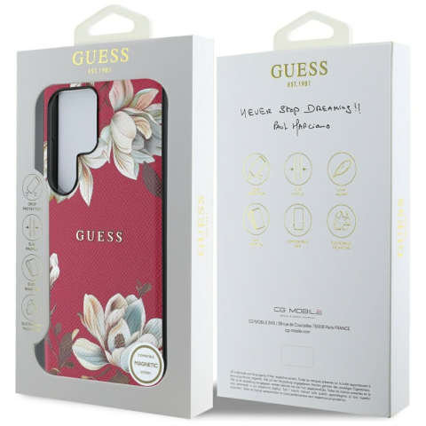 Husa pentru Samsung Galaxy S25 Ultra - Guess Grained Flowers MagSafe  - Fuchsia [6]