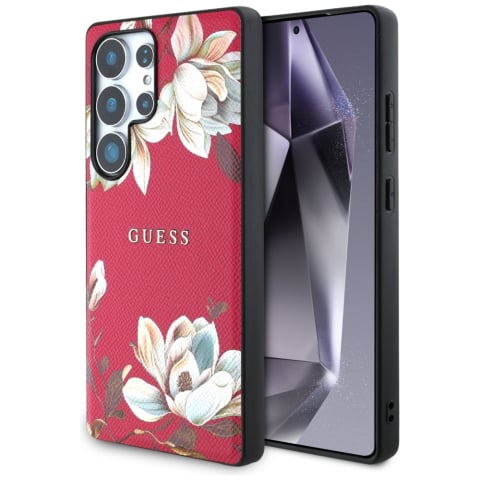 Huse & Folii Telefoane - Husa pentru Samsung Galaxy S25 Ultra - Guess Grained Flowers MagSafe  - Fuchsia